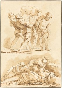 Kult Złotego Cielca i Chrystusa na Górze Oliwnej autorstwa Jean Claude Richard de Saint Non after Jean Honoré Fragonard after Jacopo Tintoretto
