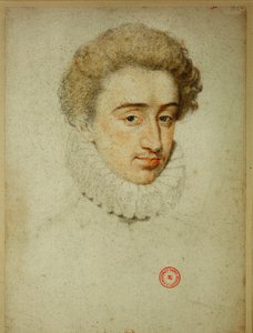 Przyszły król Francji Henryk IV w czasie ślubu z Małgorzatą de Valois... (kredka na papierze) autorstwa Jean Clouet