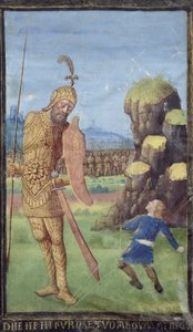 Dawid i Goliat, z Księgi Godzin, ok. 1470 r.