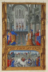 Les Très Riches Heures du Duc de Berry, Folio 129v - Najświętszy Sakrament autorstwa Jean Colombe