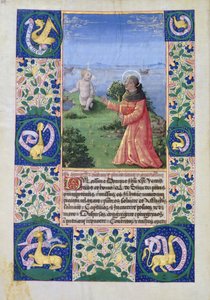 Pani Lat. Q.v.I.126 f.94v Ludwik Orleański (1462-1515) modlący się przed Dzieciątkiem Jezus, z Księgi Godzin Ludwika dOrleans, 1469