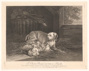 Bracke-hond spotkał jongen w een stal Pies Braque z całą rodziną. (tytuł na obiekcie) autorstwa Jean Daullé