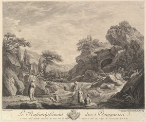 Podróżujące kobiety pijące wodę, 1758.
