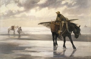 Krewetki w Nieuwpoort, ok. 1883 (olej na płótnie) autorstwa Jean Delvin