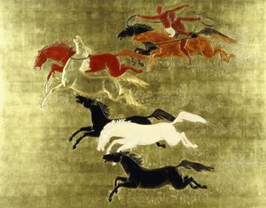 Podbój konia; La Conquete du Cheval, ok. 1934 (płyta lakierowana i złocona)