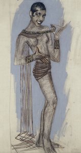 Josephine Baker - Makieta do ważnego panelu z laki, ok. 1927 (ołówek na papierze) autorstwa Jean Dunand