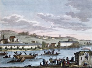 The Nantes Drownings, według serii „Historic Paintings of the French Revolution”, rytowane przez Reiniera Vinkelesa (1741-1816) i Daniela Vrydaga (1765-1822) pod koniec XVIII wieku