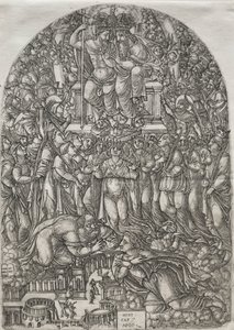 Apokalipsa: Niezliczony tłum stojący przed tronem, 1555. autorstwa Jean Duvet