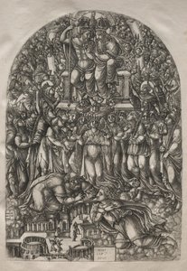 Apokalipsa: niezliczona rzesza stojąca przed tronem, 1546-1556. autorstwa Jean Duvet