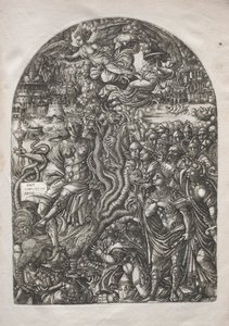Apokalipsa: Babilon Nierządnica, siedzący na siedmiogłowej bestii, 1546-1556. autorstwa Jean Duvet