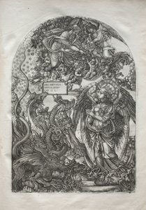 Apokalipsa: św. Michał i smok, 1546-1556. autorstwa Jean Duvet