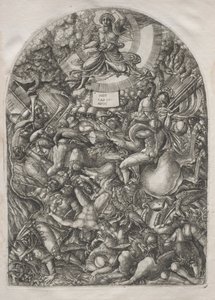 Apokalipsa: Anioł w słońcu wzywa drapieżne ptaki, 1546-1556. autorstwa Jean Duvet