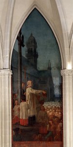Głoszenie przez Michela le Nobletz (1577-1652) przed kościołem w Bretanii - Fresco, Katedra św Corentin (Saint-Corentin), Quimper