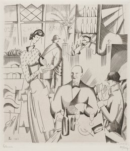 Kolacja w Bisto (Le diner chez le bistrot), 1923 (rycina na papierze tkanym)
