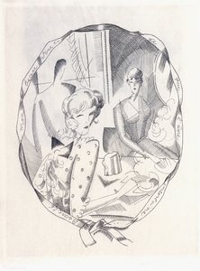 Ilustracja przedstawiająca dwie kokietki i dżentelmena, 1920