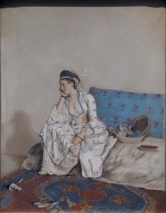 Zamyślona kobieta na sofie autorstwa Jean Étienne Liotard