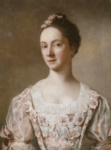 Portret damy, pół długości, w różowo-białej sukni, autorstwa Jean Étienne Liotard