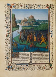 Bitwa Machabeuszy przeciwko Bachidesom, miniatura Ms fr 247 folio 270 autorstwa Jean Fouquet