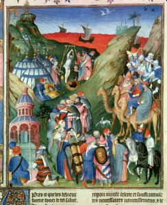 Fr 247 f.49 Tom 1 Hebrajczycy na pustyni, ilustracja z „Antiquites Judaiques”, c.1470 autorstwa Jean Fouquet