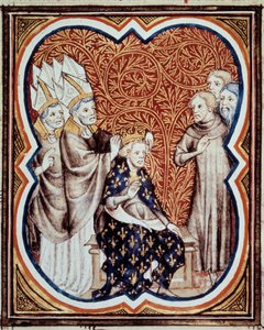 Le corre du roi Louis VI dit le Gros (1081-1137) Miniatura zaczerpnięta z „Les grandes chronicles de France” Jeana Fouqueta (1420-1481) XV-wieczny Paryż, B.N. autorstwa Jean Fouquet