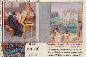 Ms.fr.273 fol.7 Liwiusz (59 pne-17 ne) Pisanie i założenie Rzymu, z „Roczników ludu rzymskiego” w tłumaczeniu Pierre