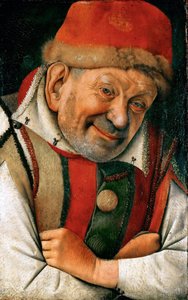 Renesans: Portret nadwornego błazna Pietro Gonella (Gonnella) (zm. 1441), dwór rodu Este w Ferrarze - Portret nadwornego błazna Gonelli autorstwa Fouquet, Jean (1420-1481), ok. 1445. Olej na drewnie , 36,1x23,8. Muzeum Historii Sztuki, Wiedeń