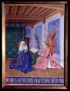 Godziny Dziewicy: Druga Miniatura Zwiastowania w „Godzinach Etienne Chevalier” Jeana Fouqueta (1420-1481) autorstwa Jean Fouquet