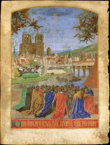 Prawa ręka Boga chroniąca wiernych przed demonami, ok.1452-1460 (tempera i złoty płatek na pergaminie)