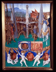 Męczeństwo św. Piotra Miniatura zaczerpnięta z „Księgi godzin Etienne Chevalier” Jeana Fouqueta (1420-1477/1481) autorstwa Jean Fouquet