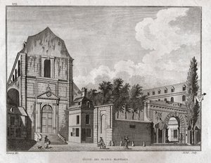Kościół Blancs Coats, Paryż. (rycina, ok. 1780) autorstwa Jean Francois Garneray