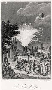 Pokaz sztucznych ogni w Jardin de Tivoli, ok. 1826 r. autorstwa Jean Francois Garneray