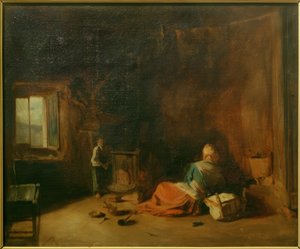 Wiejskie wnętrze autorstwa Jean Francois Gigoux