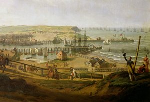 Napoleon z wizytą w obozie w Boulogne w lipcu 1804 r. Fragment portu, 1806 r.
