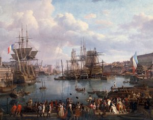 Widok na port Brześć w XVIII wieku Detal. Obraz Jean-Francois Hue (1751-1823) XVIII wiek