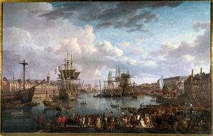 Widok portu w Brześciu w XVIII w. Obraz Jean-Francois Hue (1751-1823) XVIII w.