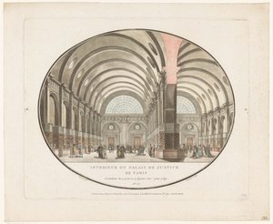 Wnętrze Pałacu Sprawiedliwości w Paryżu Interior du Palais de Justice de Paris (tytuł na obiekcie) autorstwa Jean Francois Janinet