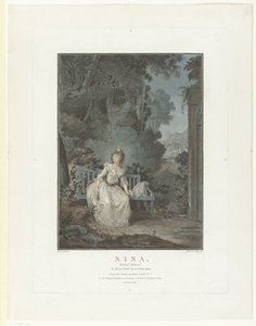 Portret Madame Dugazon Nina. Niestety! Niestety! Ukochany nie wraca (tytuł na obiekcie) autorstwa Jean Francois Janinet
