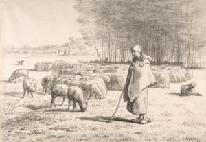 Pasterka ze swoją trzodą autorstwa Jean Francois Millet