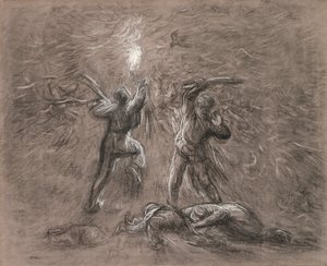 Polowanie na ptaki przez Torchlight autorstwa Jean Francois Millet