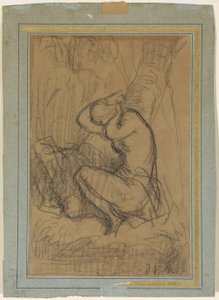 Młoda kobieta upinająca długie włosy po kąpieli autorstwa Jean Francois Millet