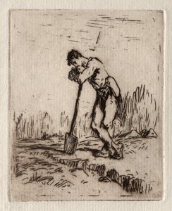 Mężczyzna oparty na piku. autorstwa Jean Francois Millet