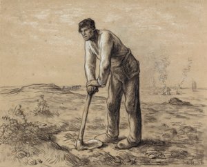 Mężczyzna z motyką, ok. 1860-62 autorstwa Jean Francois Millet