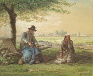 Chłopi odpoczywający, ok. 1866 (ołówek i pastel na papierze)