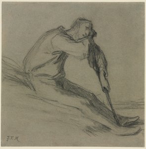Siedzący chłop odpoczywający na motyce autorstwa Jean Francois Millet
