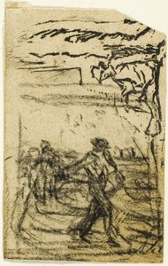 Szkice, fragment: Chłop siedzący u podnóża drzewa autorstwa Jean Francois Millet