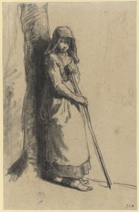 Studium dla pasterki w spoczynku (ołówek na papierze) autorstwa Jean Francois Millet