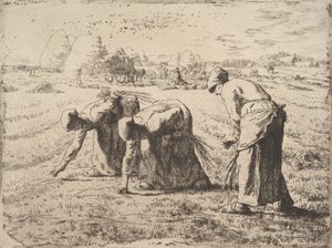 The Gleaners, c.1855-56 (akwaforta na chine collé) autorstwa Jean Francois Millet