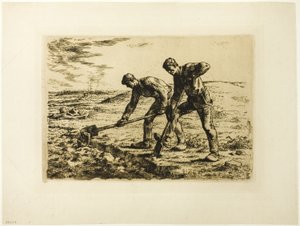 Dwóch mężczyzn kopiących autorstwa Jean Francois Millet
