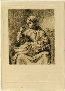 Kobieta karmi swoje dziecko autorstwa Jean Francois Millet