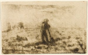 Kobieta wywieszająca ubrania autorstwa Jean Francois Millet